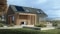 Maison équipée d'une pompe à chaleur et de panneaux solaires photovoltaïques